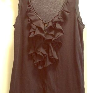 J. Crew small blk ruffle front tank